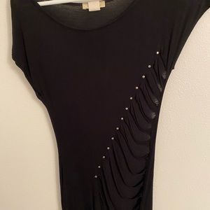 Black destroyed short sleeve top